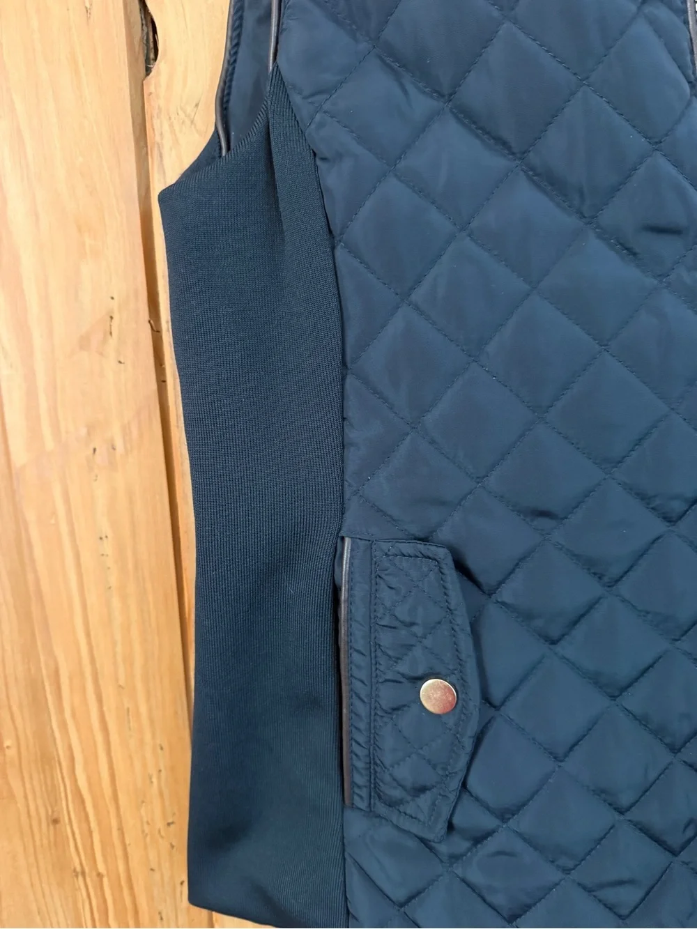 Cavalini Quilted Navy Sherpa-Trim Vest